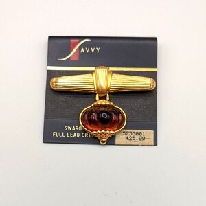 Vintage Swarovski Savvy Gold Tone Brooch NEW